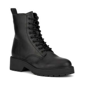 Olivia Miller Women's Size 10M CRYSTAL Black Faux Leather Combat Boot MSRP $110